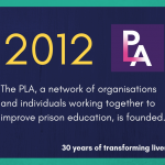 2012 - The PLA, a network of organisations and individuals working together to improve prison education, is founded.