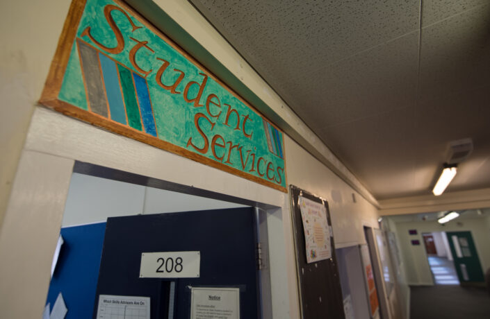 Doorway to a prison's Student Services room