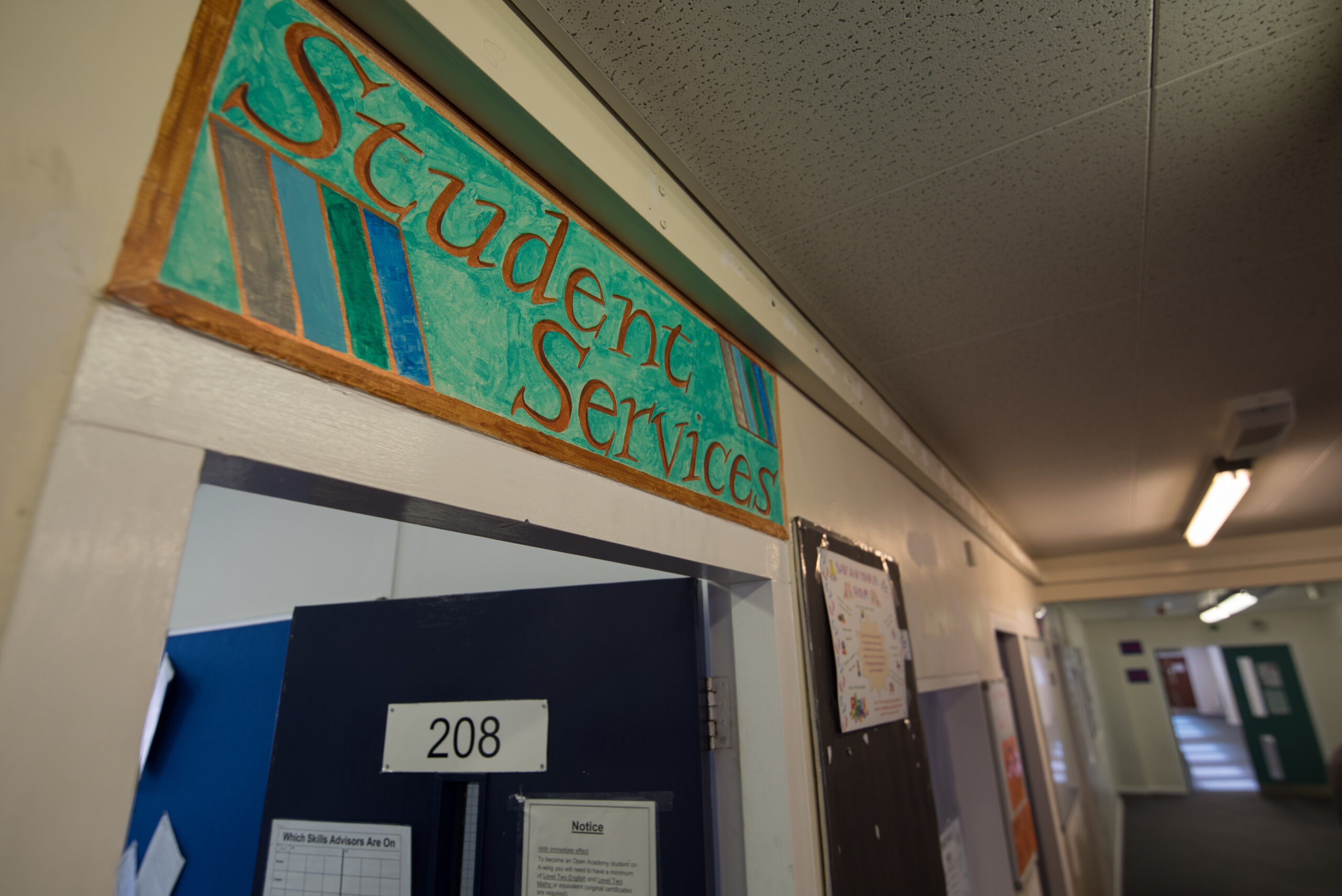 Doorway to a prison's Student Services room